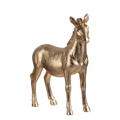 Decorative Gold Leaf Polyresin Animal Figurines Horse Sculpture Table Statue