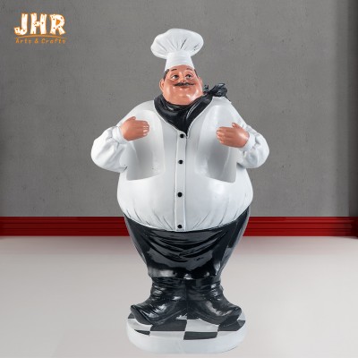 Antique Fat Chef Decor Figurine Resin Chef 2 Bottle Tabletop Wine Holder