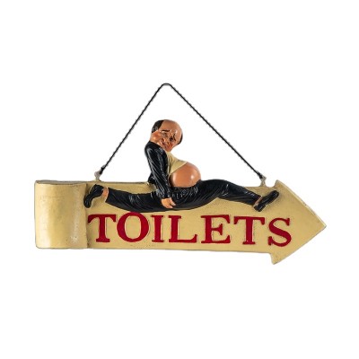 Funny Toilet Signs Polyresin Statue Figurine Resin Wall Mounted Sign Bar Sign Decor