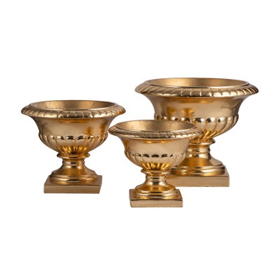 Hot Selling New Design Glossy Gold Fiberglass Planters Wholesale