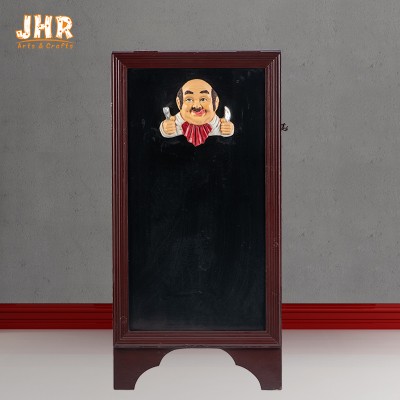 Standing Resin Chef Head With Wooden Menu Board, Double Sides, 80x40cm