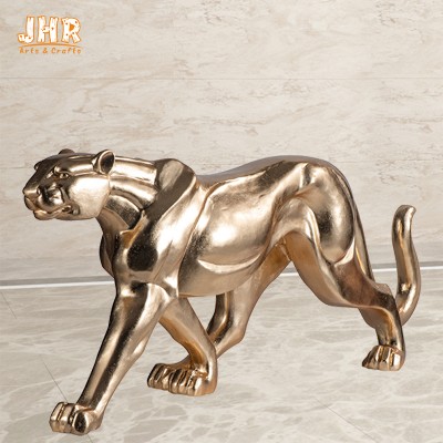 Factory Direct Sale Polyresin Leopard Figurines For Decorate Hotel Lobby