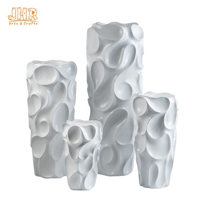 High Quality Multi-Function  Glossy White Creative Irregular Fiberglass Flowerpots