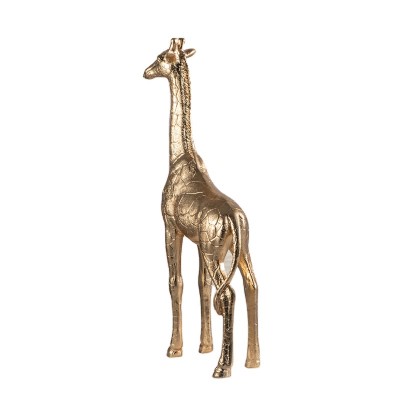 Gold Leaf Fiberglass Giraffe Sculpture Standing Animal Figurines Table Statue