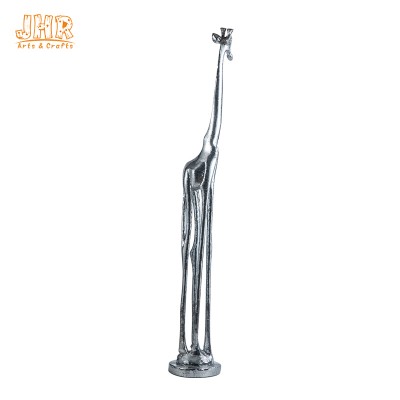 183cm H Silver Mosaic Glass Polyresin Animal Figurines Giraffe Sculpture Floor Statue